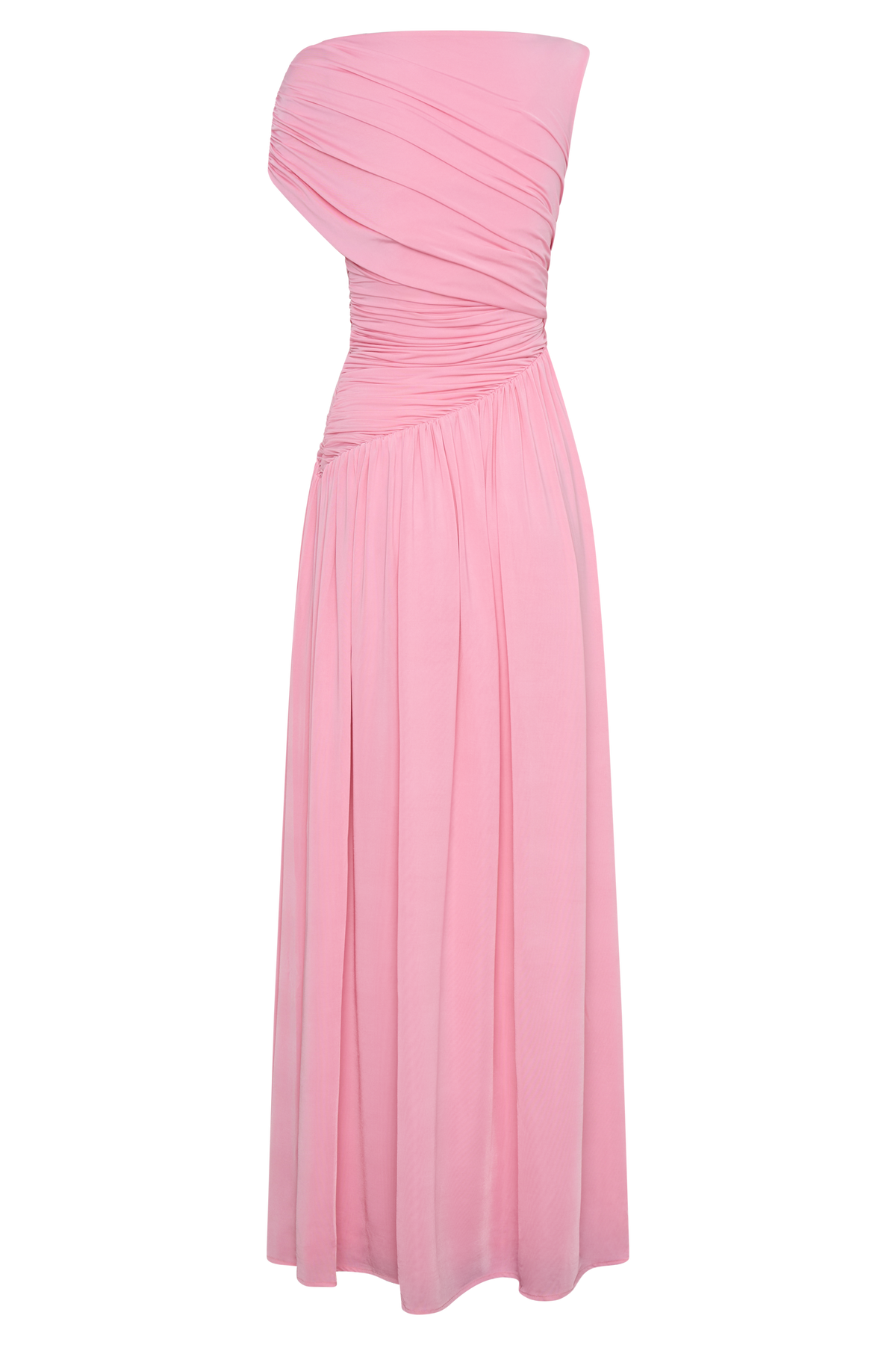 Slinky Asymmetric Maxi Dress - Candy Pink