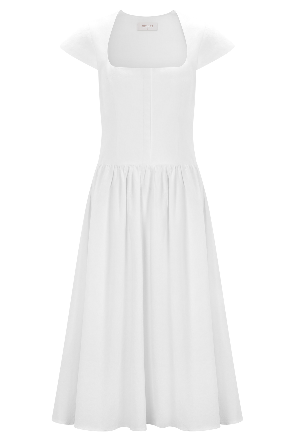 Cotton Fit And Flare Midi Dress - White