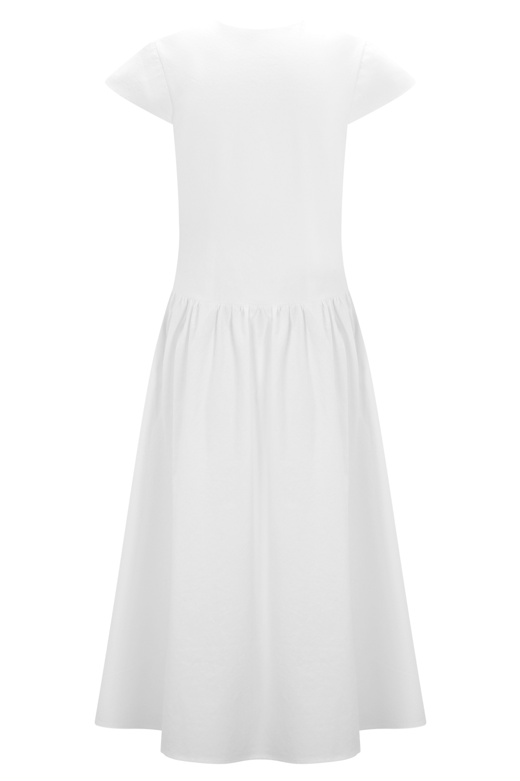 Cotton Fit And Flare Midi Dress - White