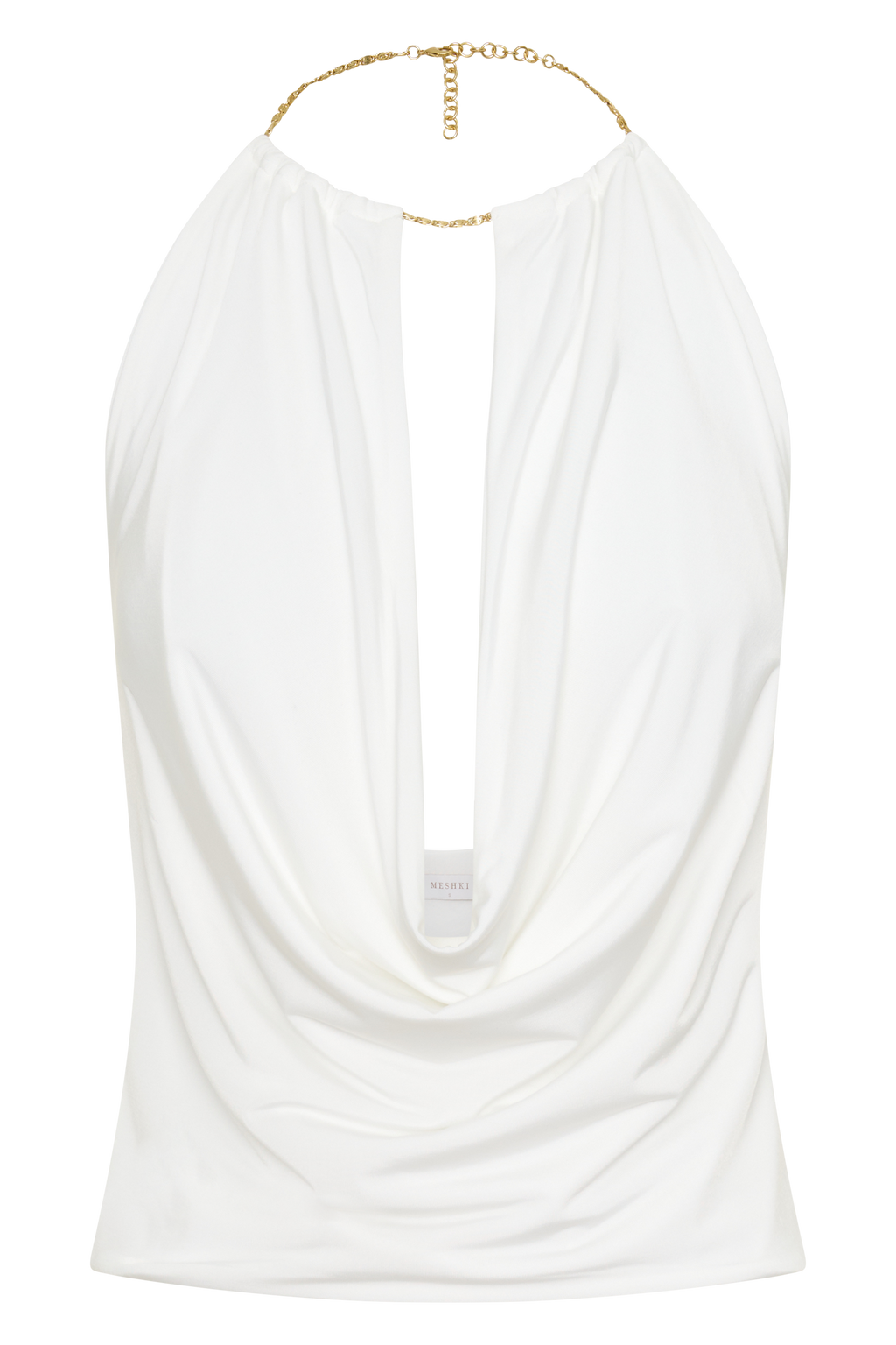 Halter Neck Top With Hardware - White