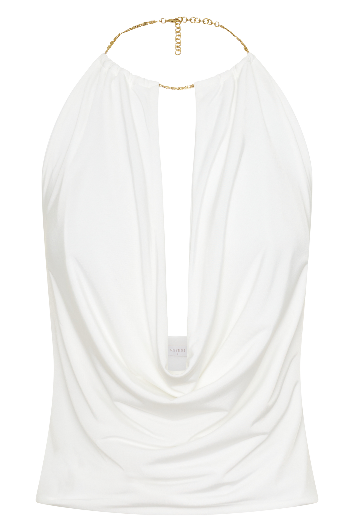 Halter Neck Top With Hardware - White