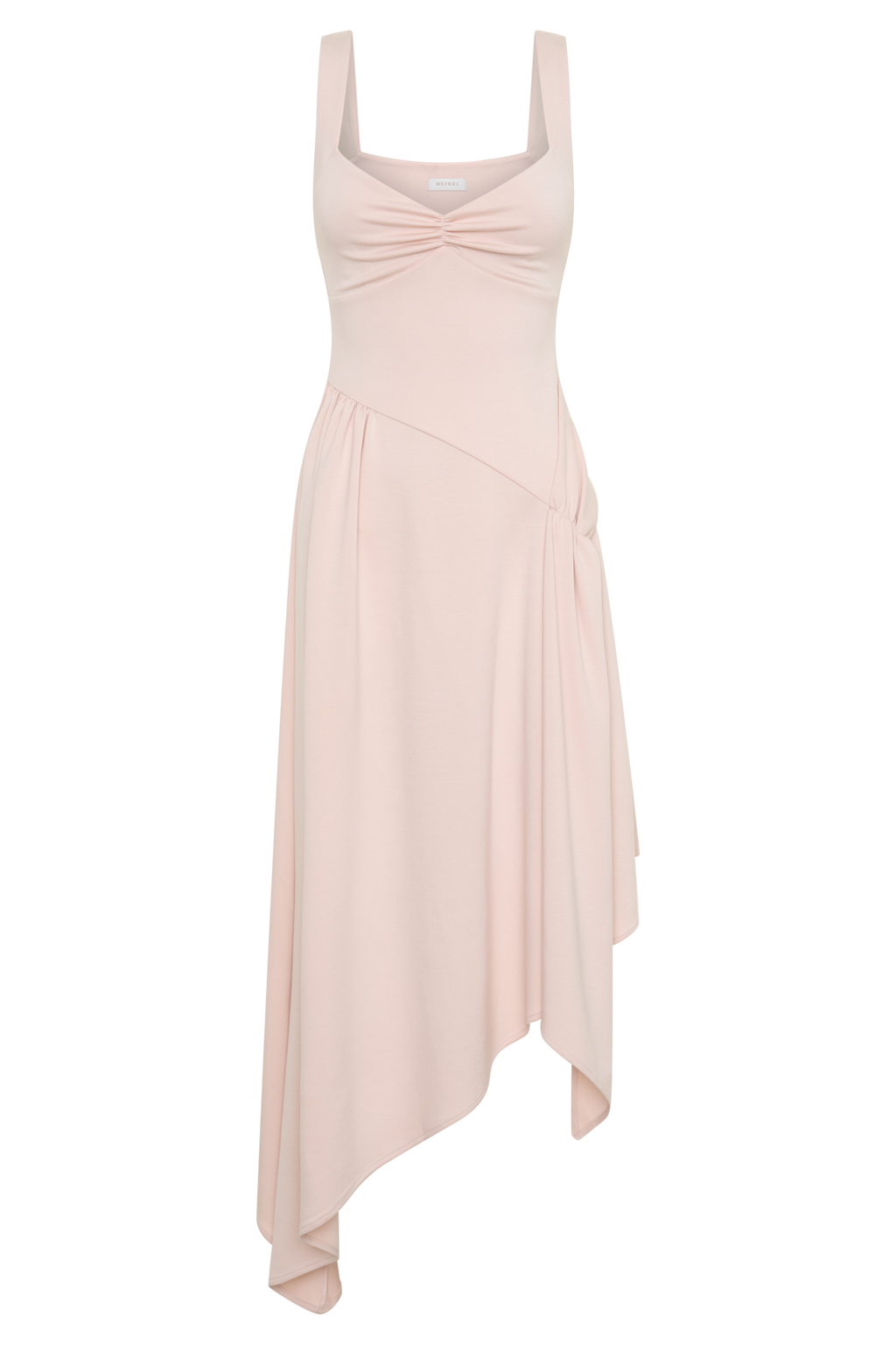 Asymmetric Hem Midi Dress - Muted Pink