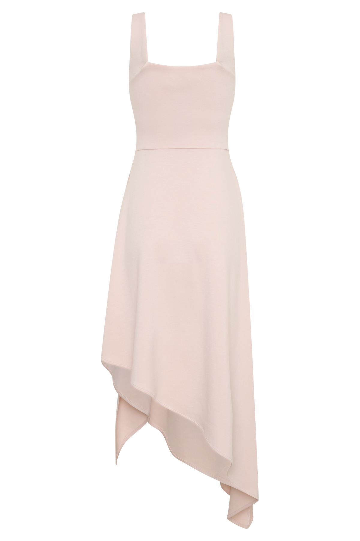 Asymmetric Hem Midi Dress - Muted Pink