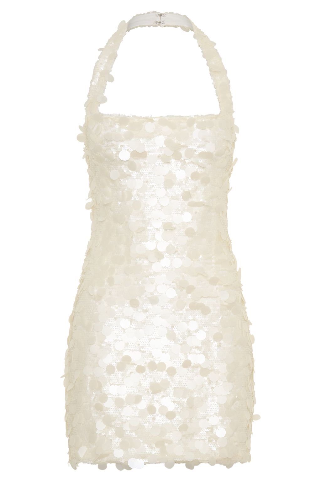 Sequin Halter Mini Dress - Ivory