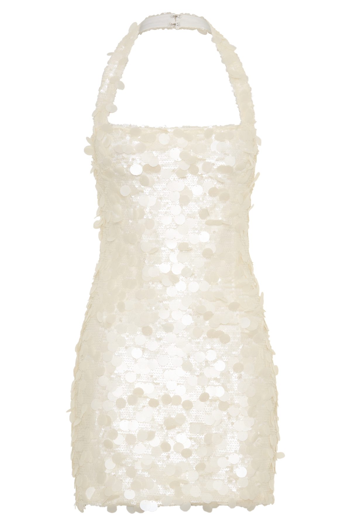 Sequin Halter Mini Dress - Ivory