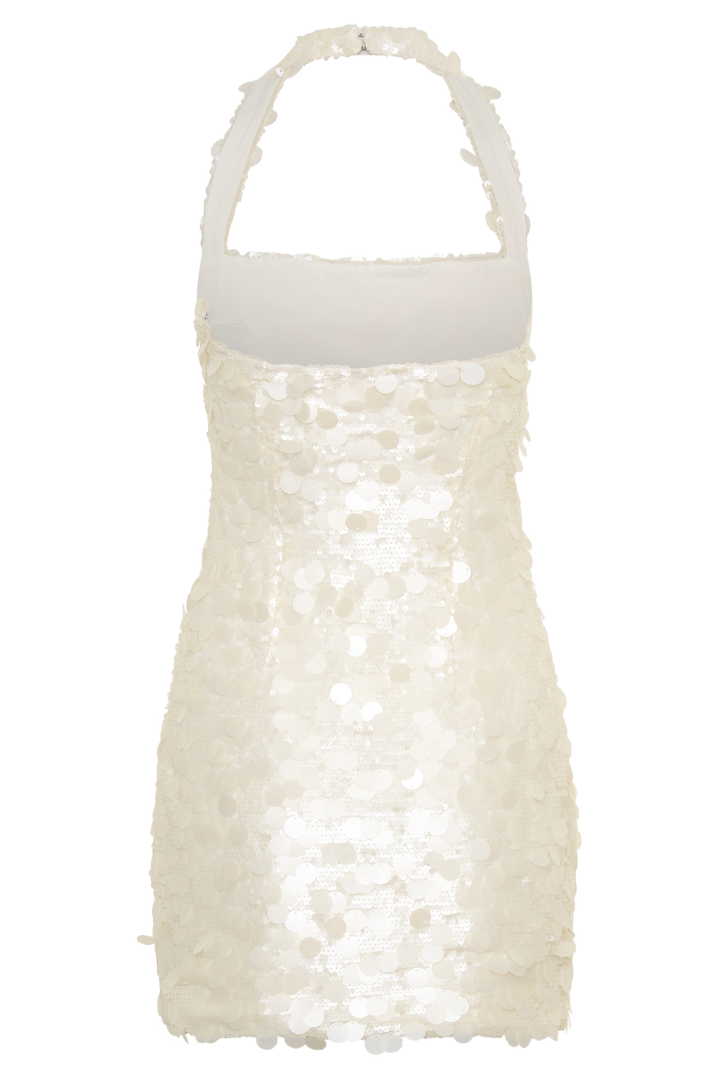 Sequin Halter Mini Dress - Ivory