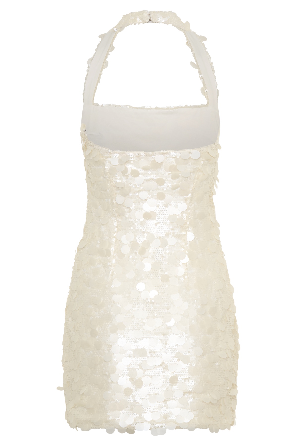 Sequin Halter Mini Dress - Ivory