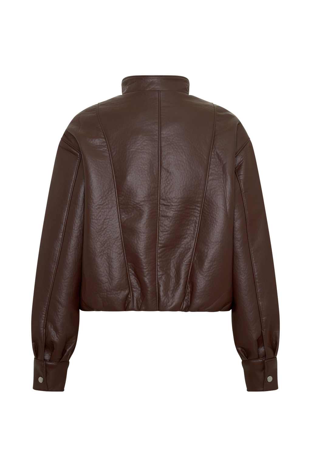 Faux Leather Bomber Jacket - Dark Chocolate