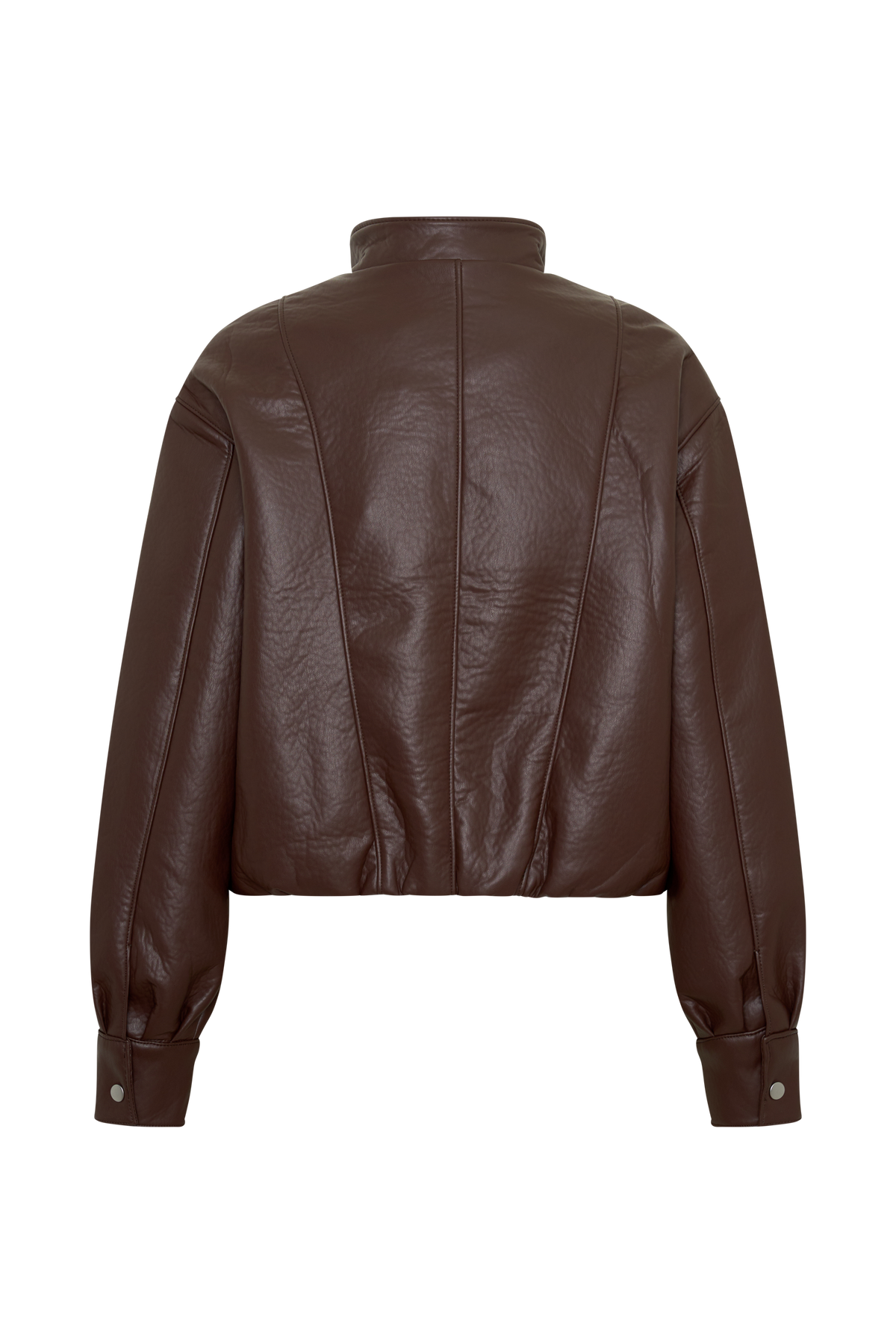 Faux Leather Bomber Jacket - Dark Chocolate