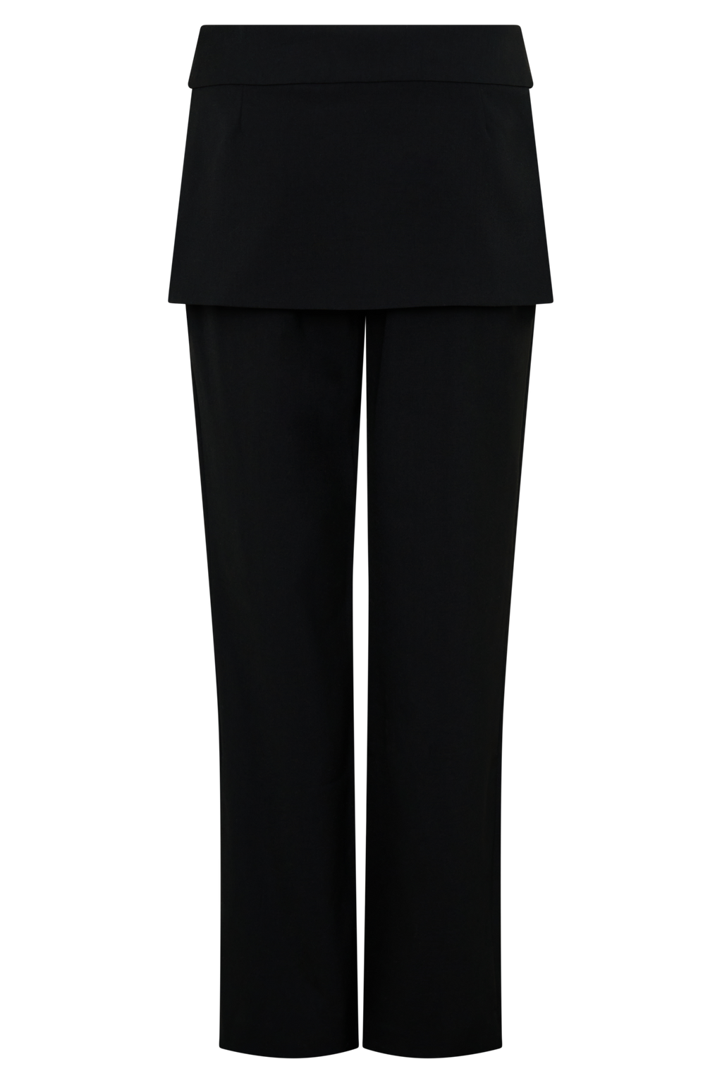 Wrap Skirt Straight Leg Pants - Black