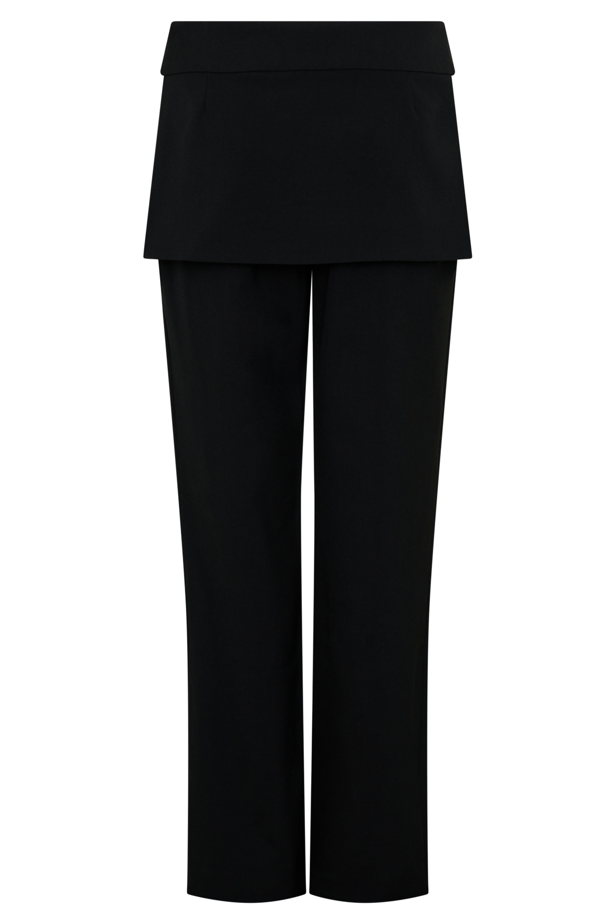 Wrap Skirt Straight Leg Pants - Black