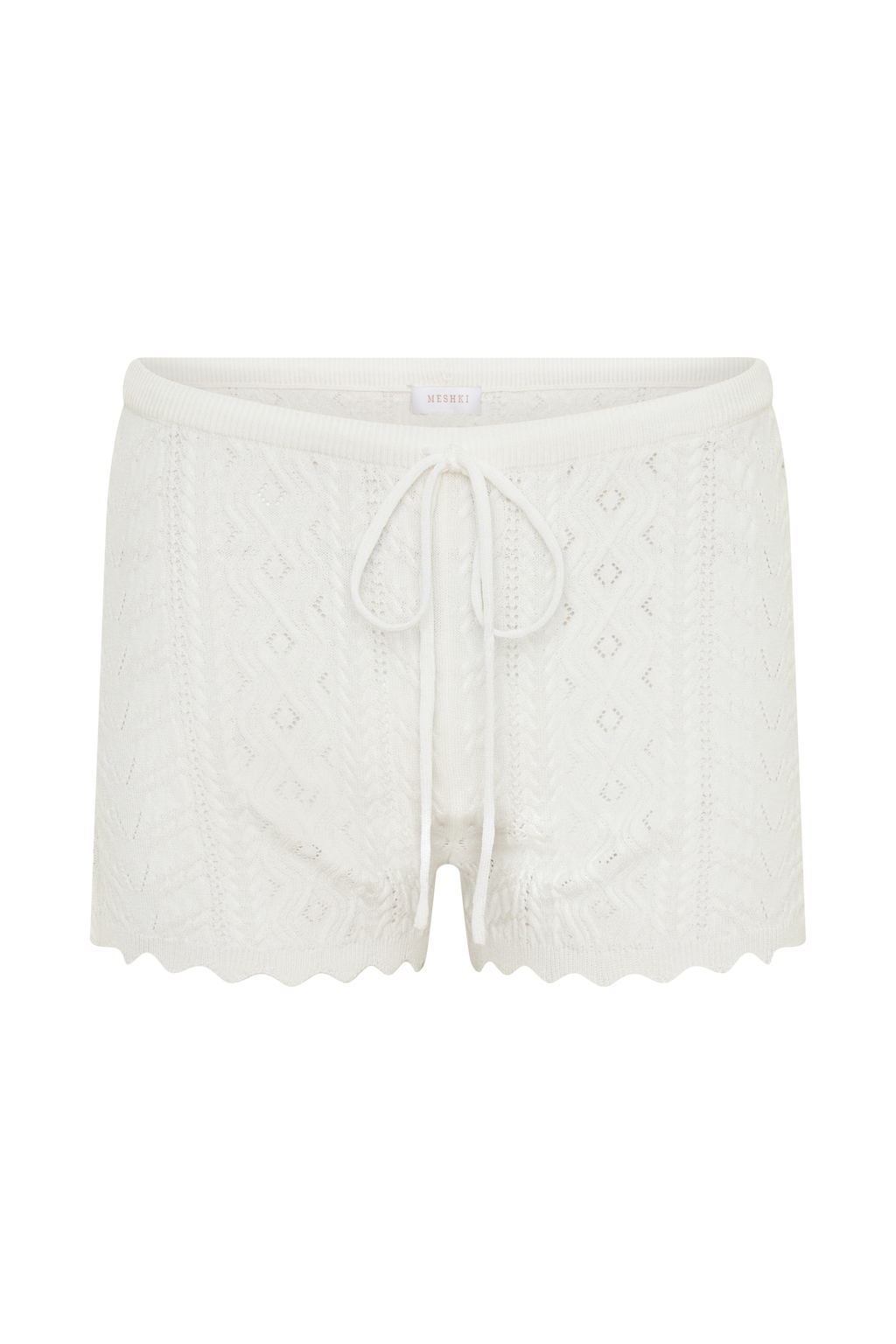 Pointelle Knit Shorts - White