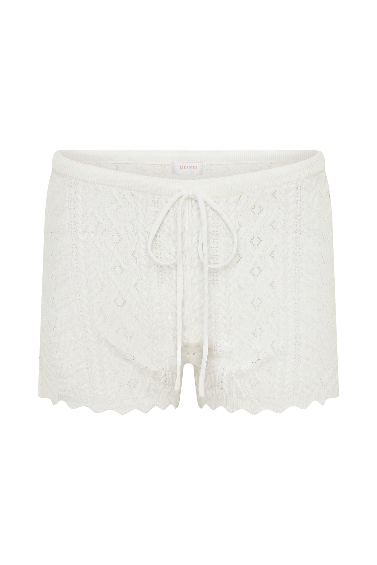 Pointelle Knit Shorts - White