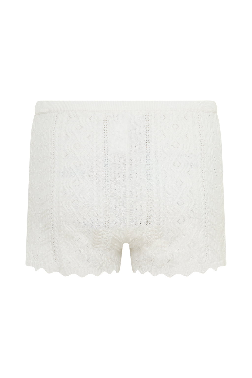 Pointelle Knit Shorts - White