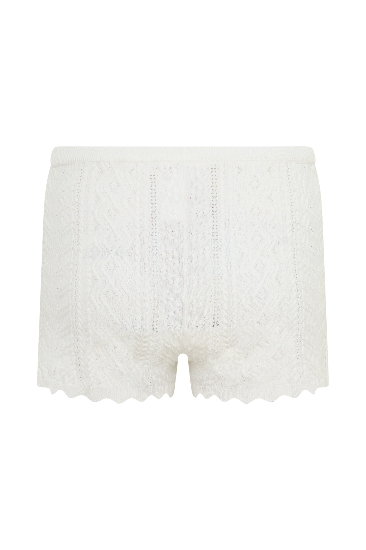Pointelle Knit Shorts - White