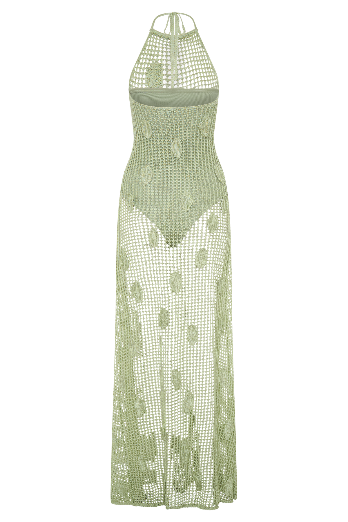 Crochet Halter Maxi Dress - Pastel Green