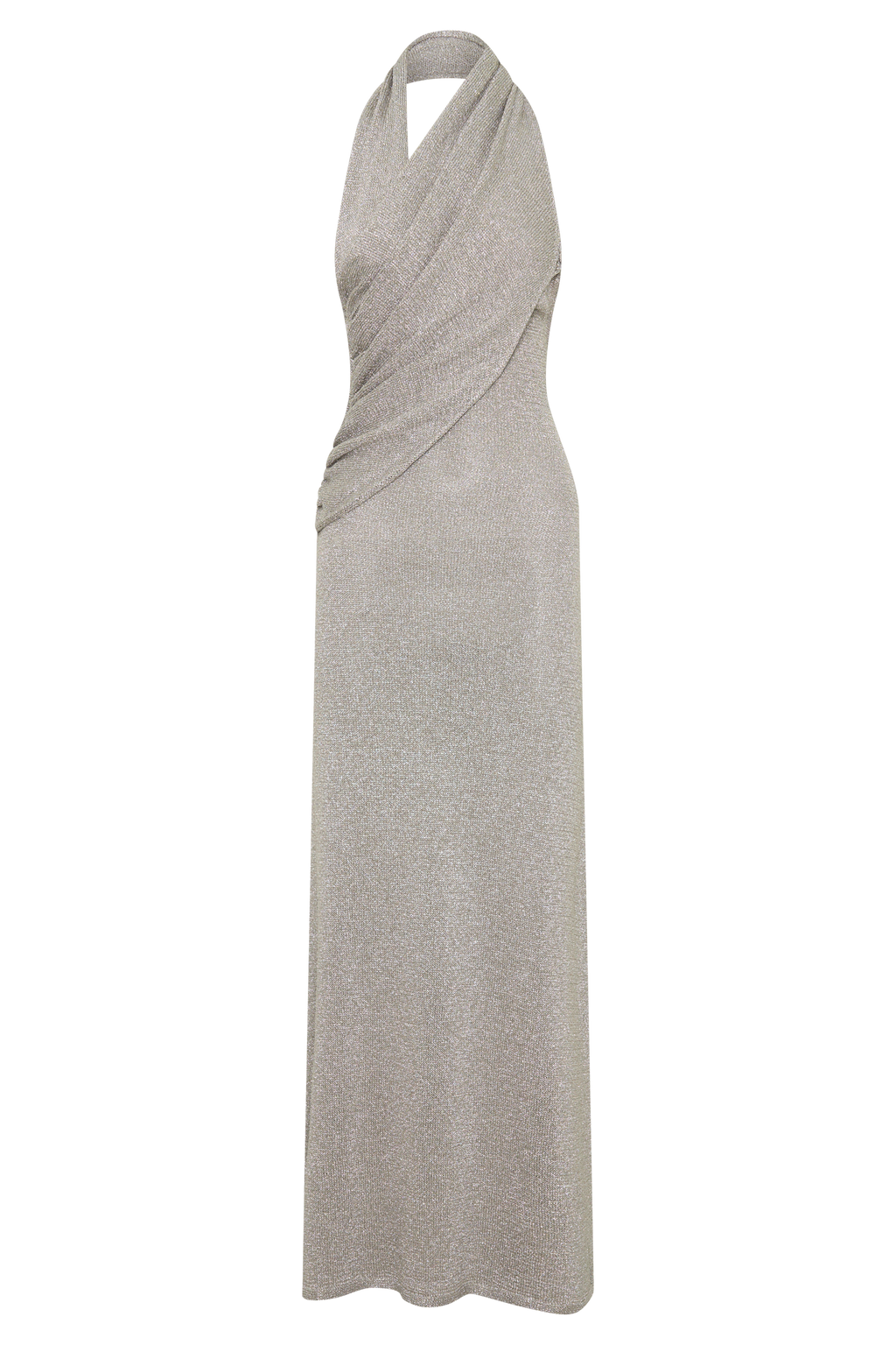 Knit Halter Maxi Dress - Silver