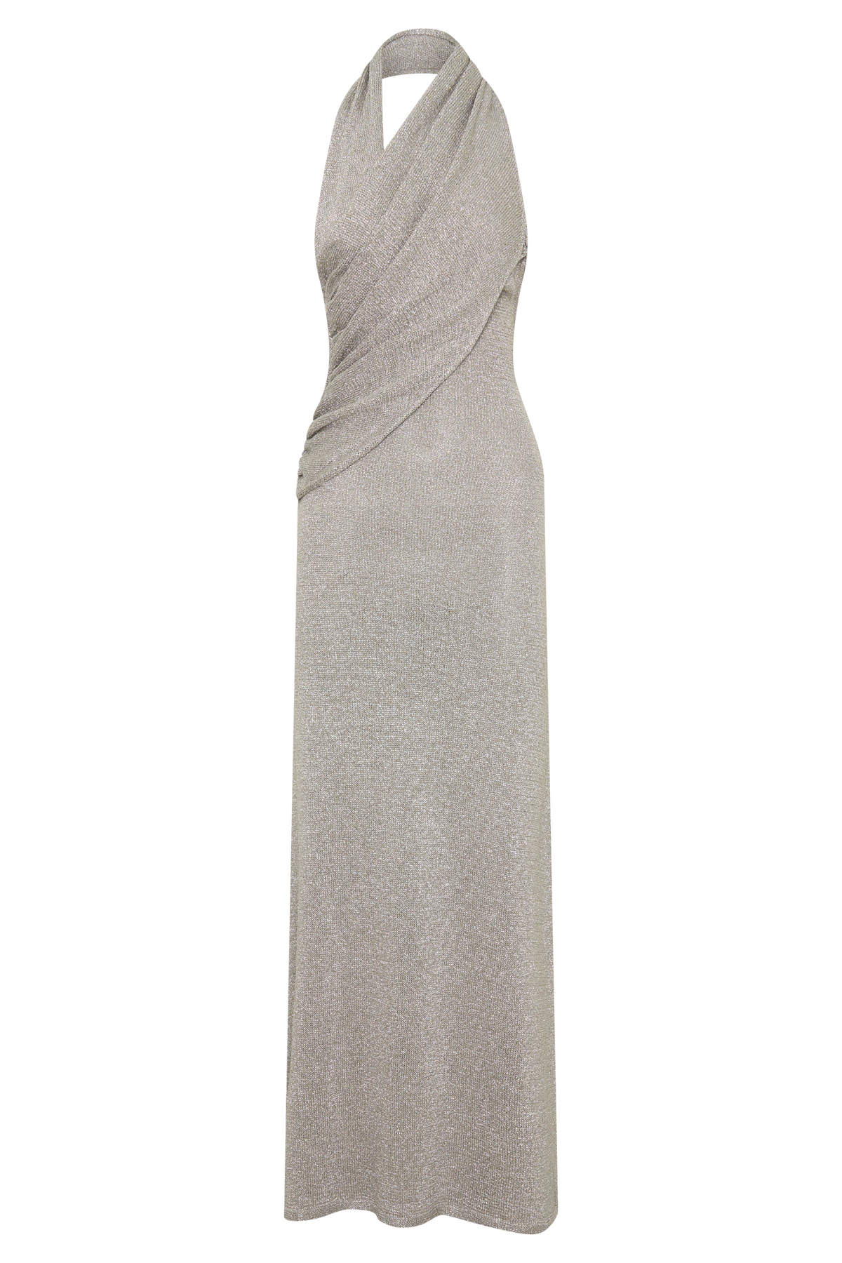 Knit Halter Maxi Dress - Silver