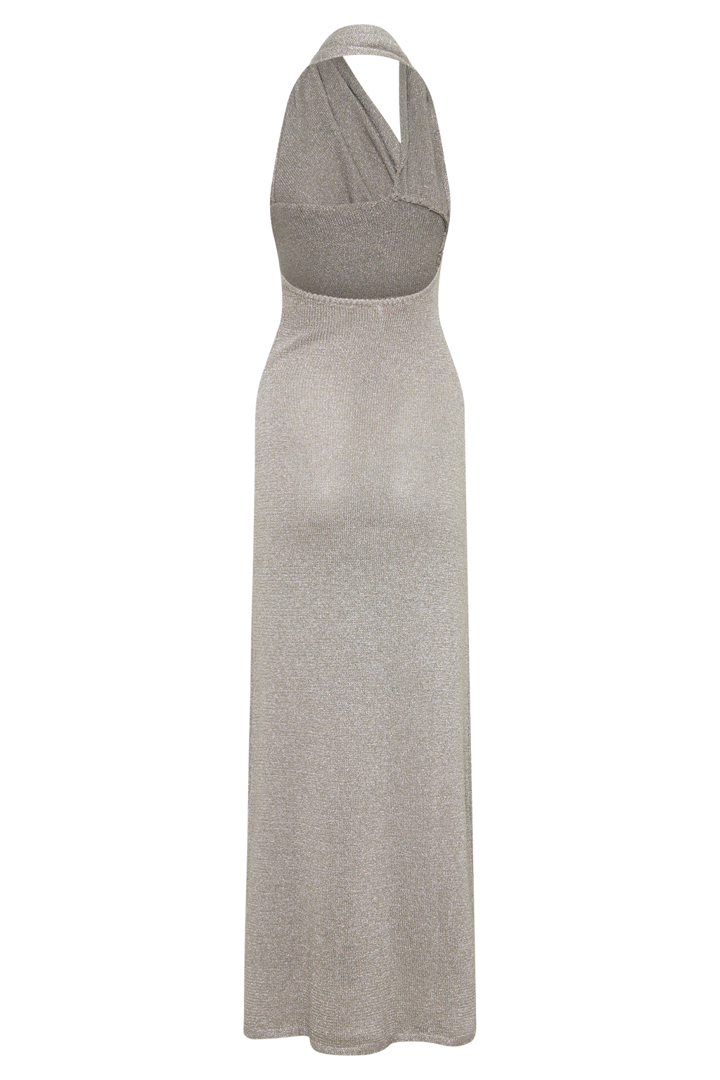 Knit Halter Maxi Dress - Silver