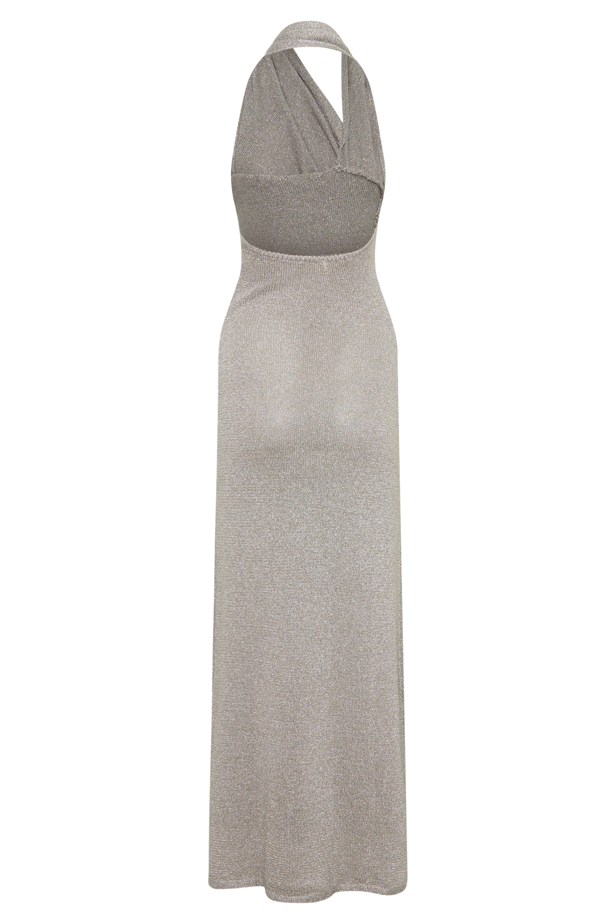 Knit Halter Maxi Dress - Silver
