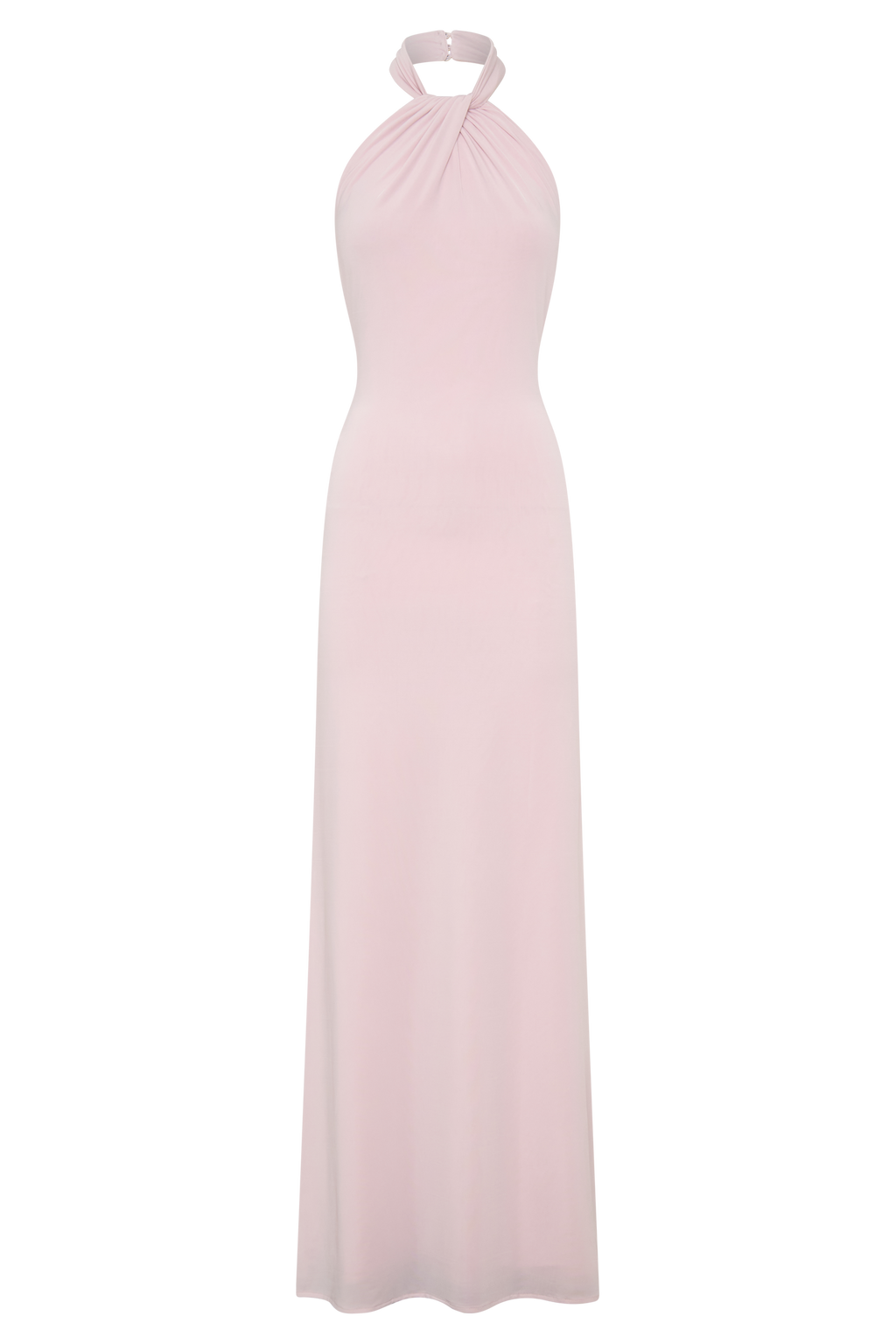 Slinky Halter Maxi Dress - Pale Pink