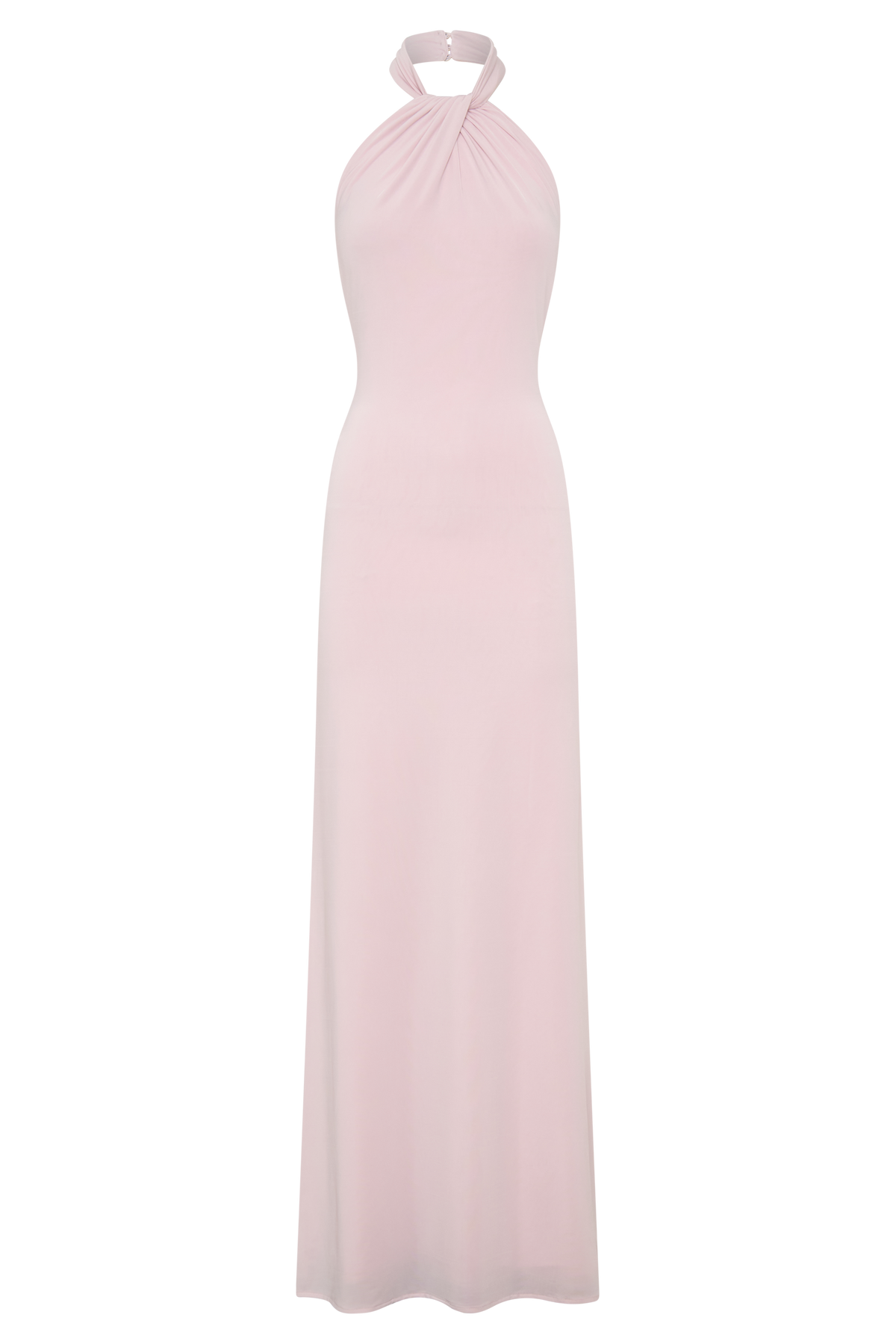 Slinky Halter Maxi Dress - Pale Pink
