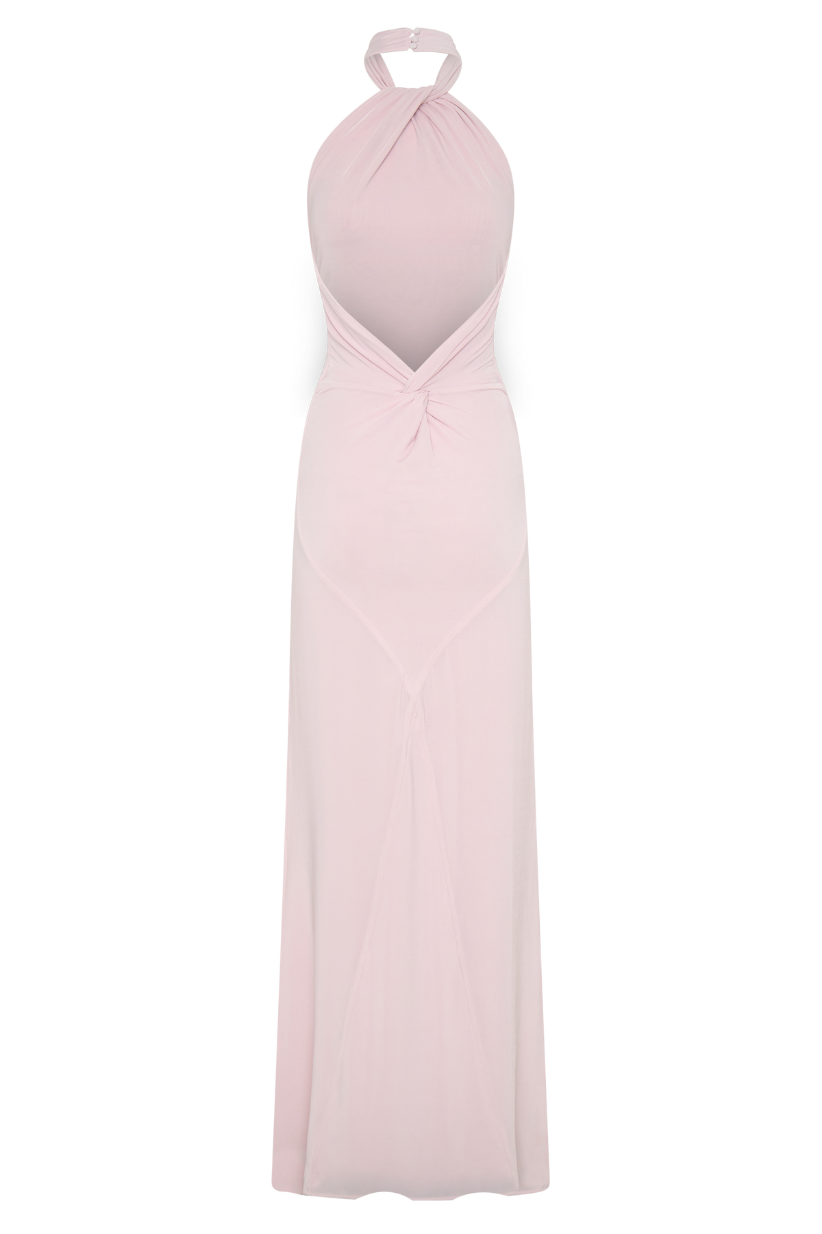 Slinky Halter Maxi Dress - Pale Pink