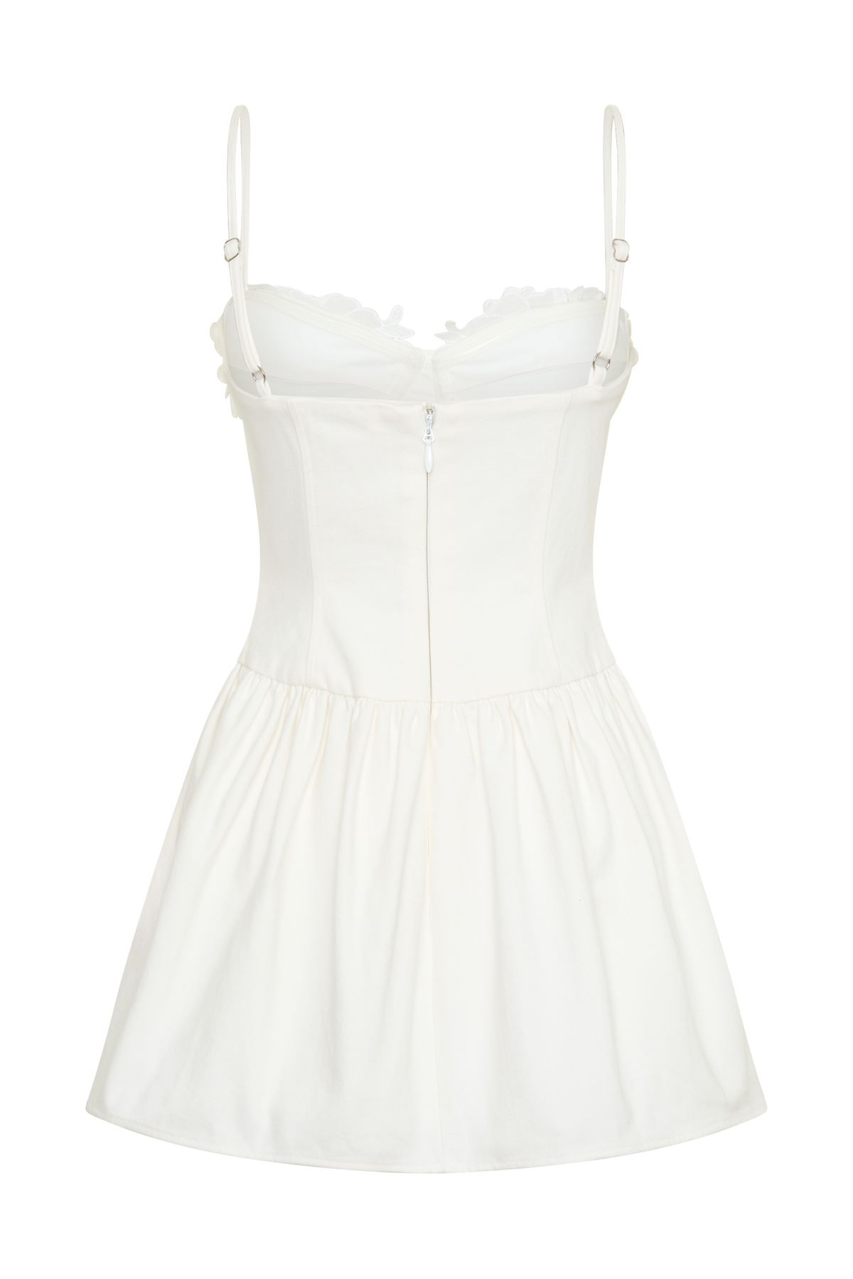 Applique Denim Bustier Mini Dress - White