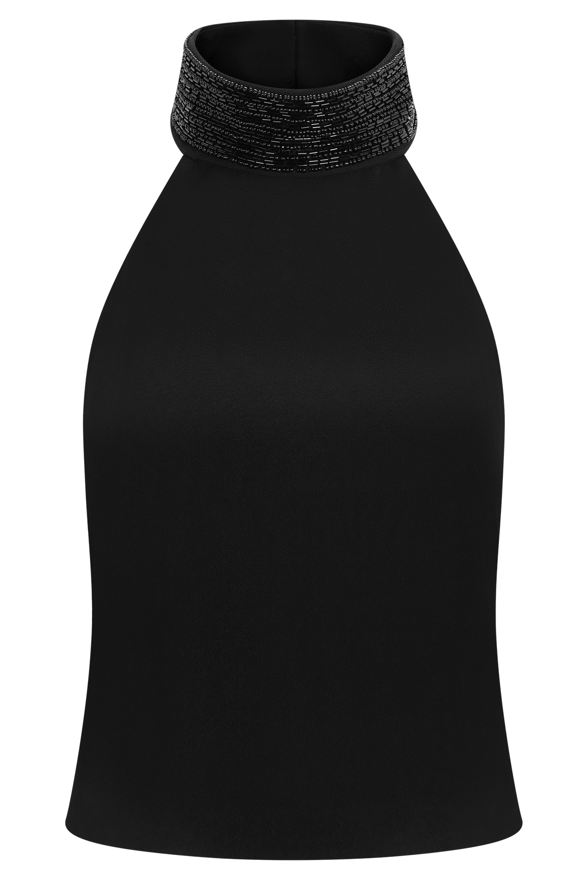 Beaded Neck Halter Top - Black