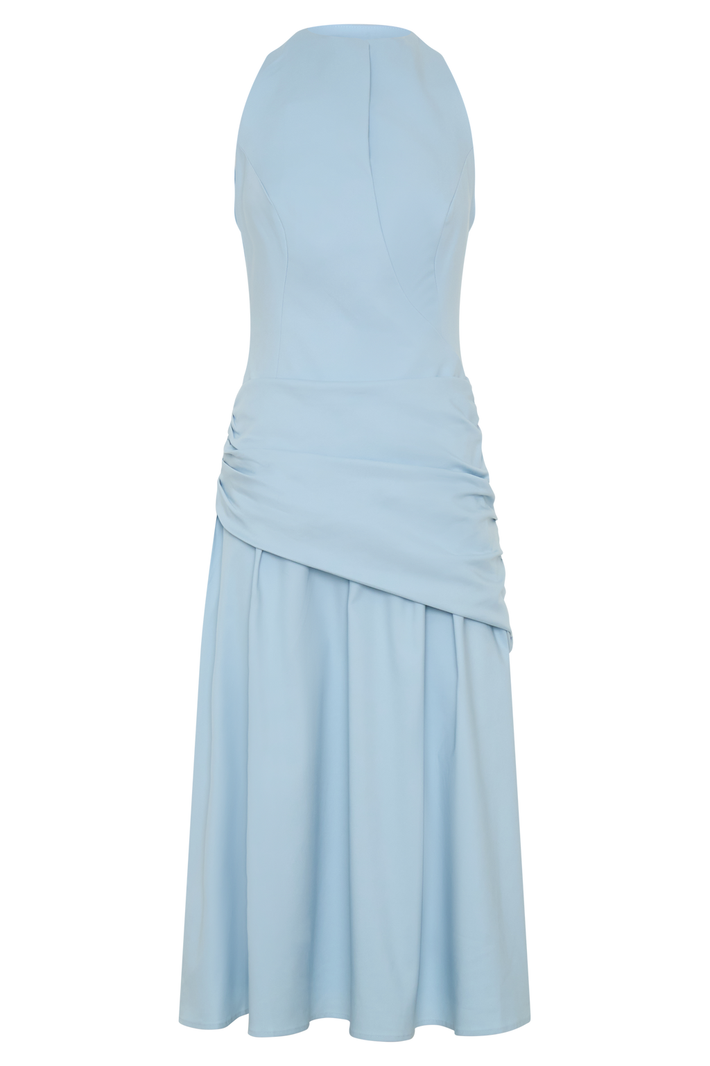 Wrapped Waist Midi Dress - Sky Blue