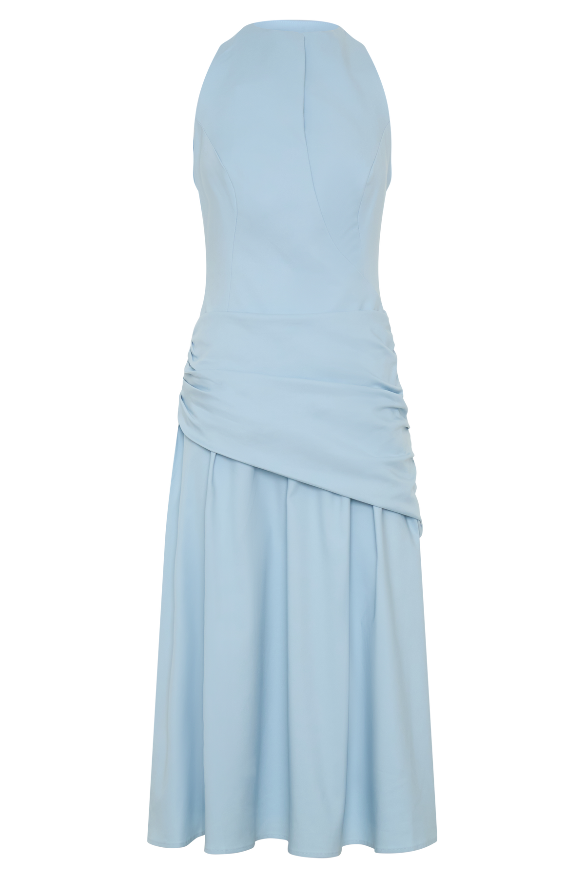 Wrapped Waist Midi Dress - Sky Blue