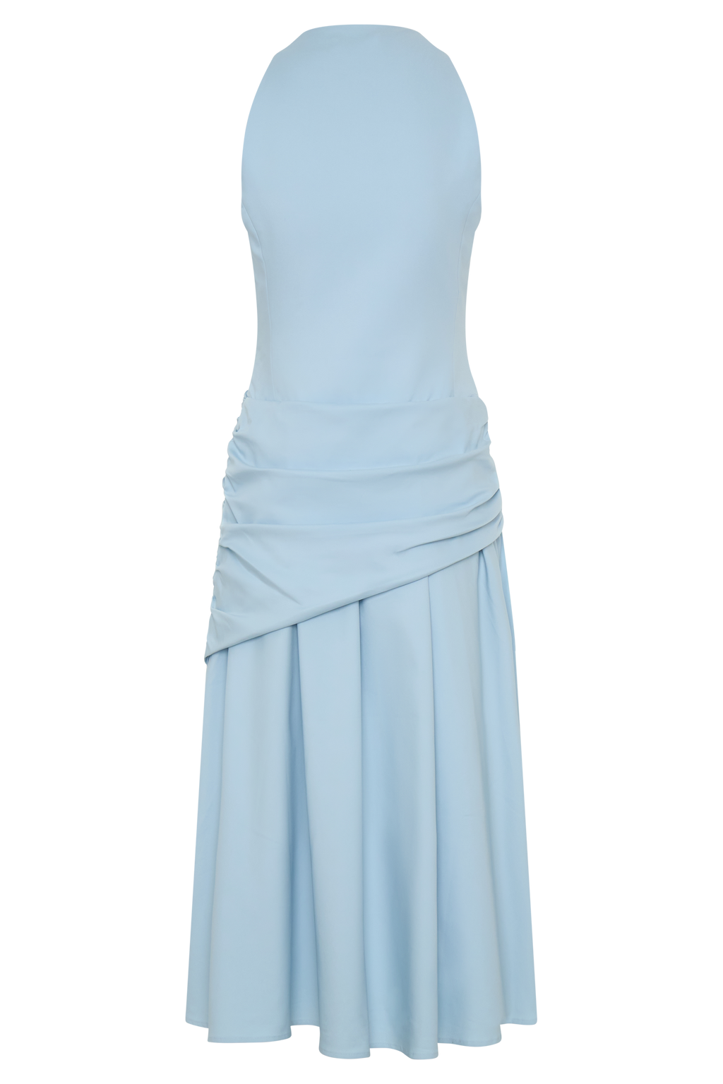 Wrapped Waist Midi Dress - Sky Blue