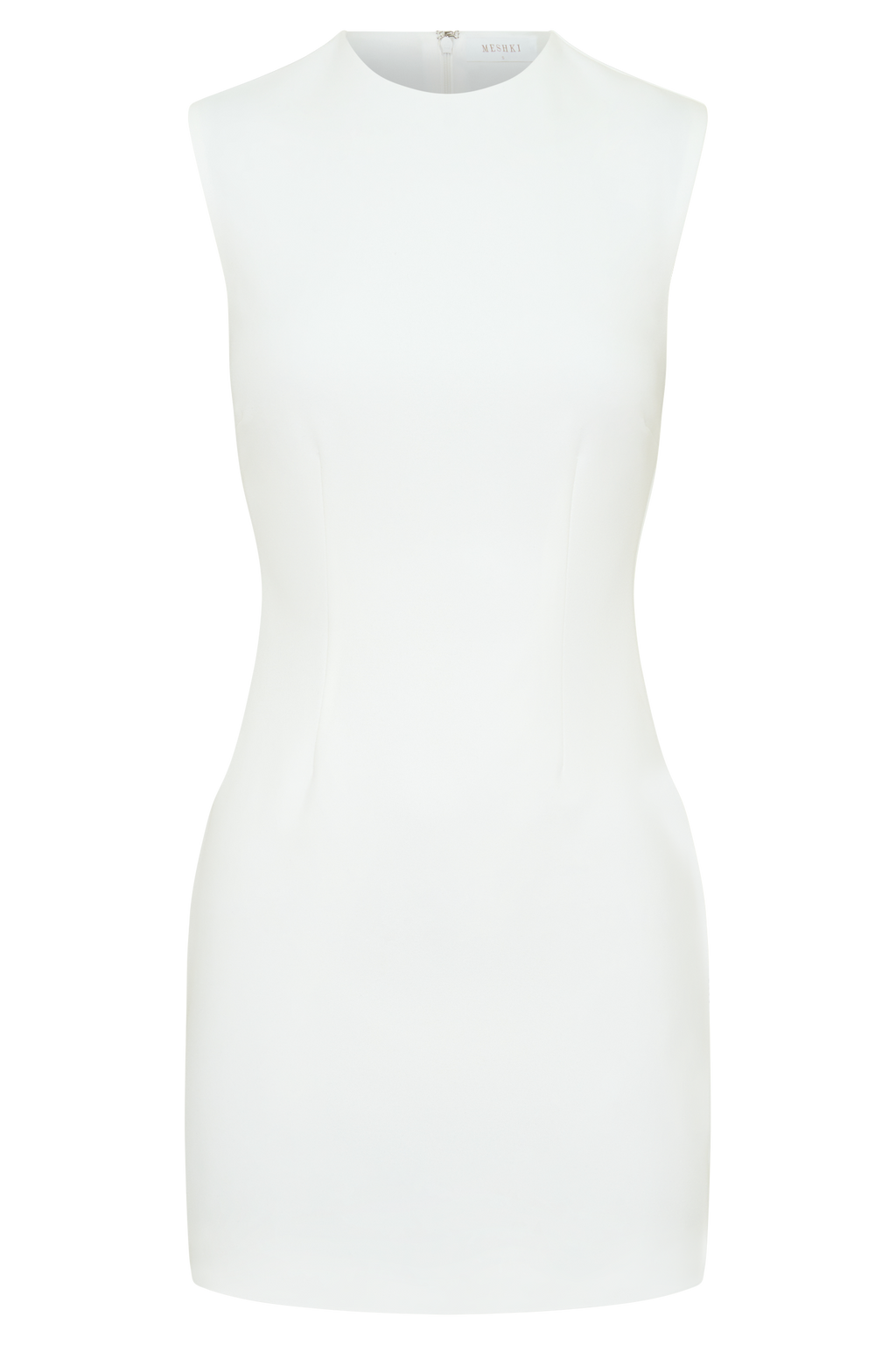 Sleeveless Stretch Crepe Mini Dress - White