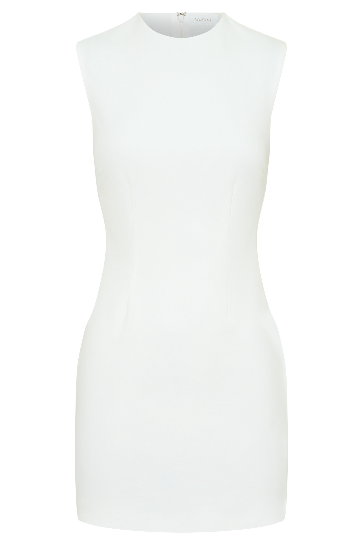 Sleeveless Stretch Crepe Mini Dress - White