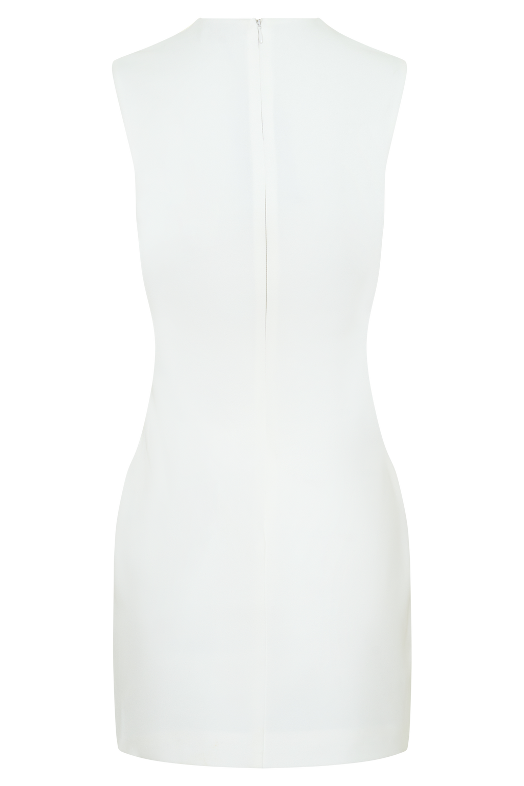 Sleeveless Stretch Crepe Mini Dress - White