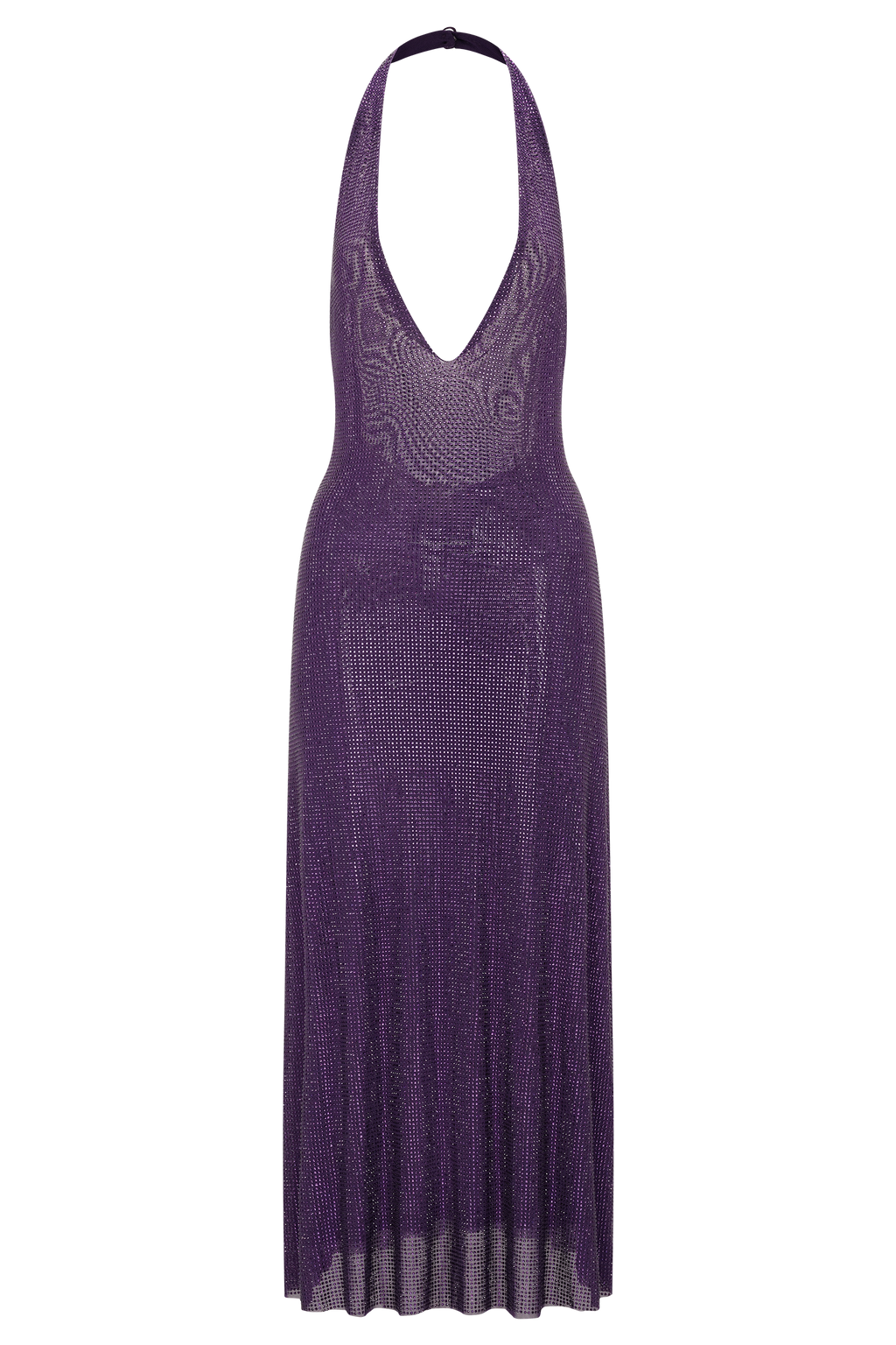 Diamante Halter Midi Dress - Purple
