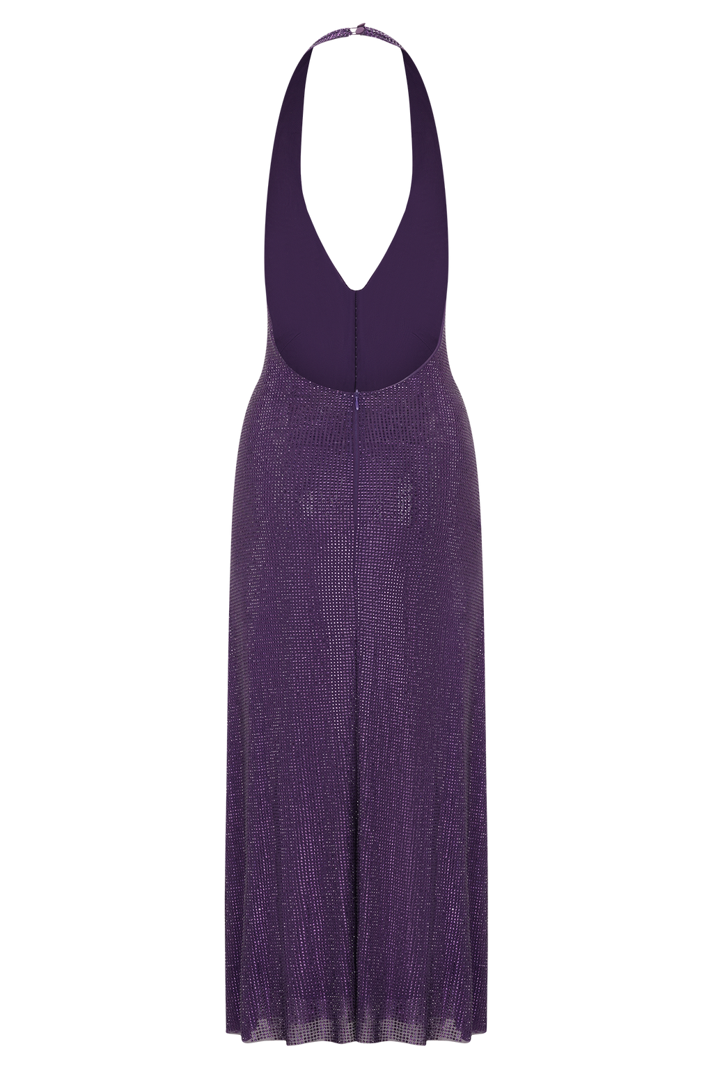 Diamante Halter Midi Dress - Purple