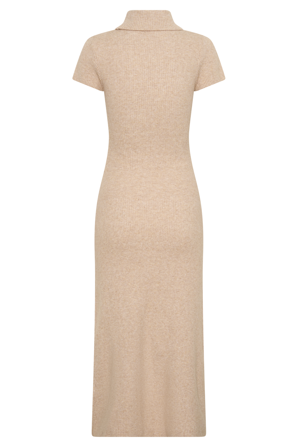 High Neck Knit Midi Dress - Camel