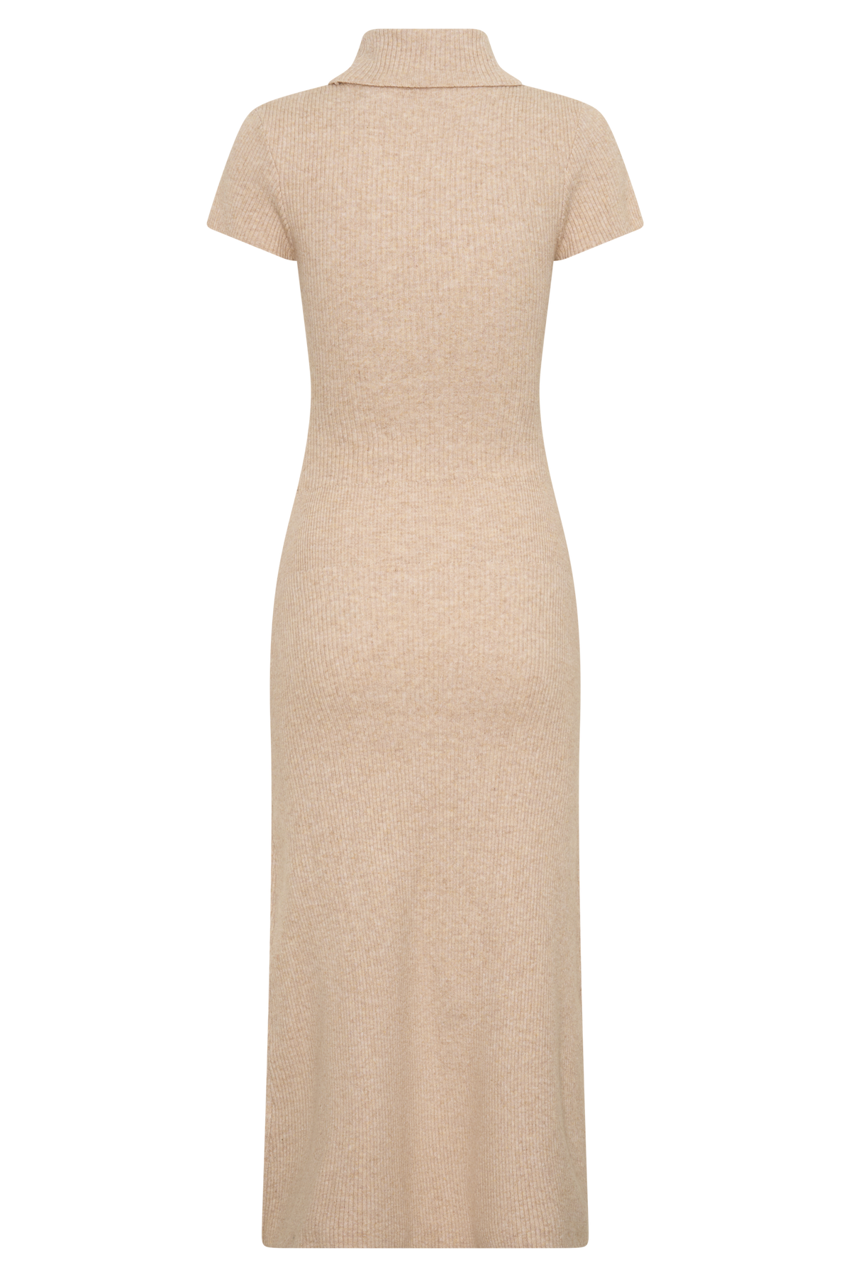 High Neck Knit Midi Dress - Camel