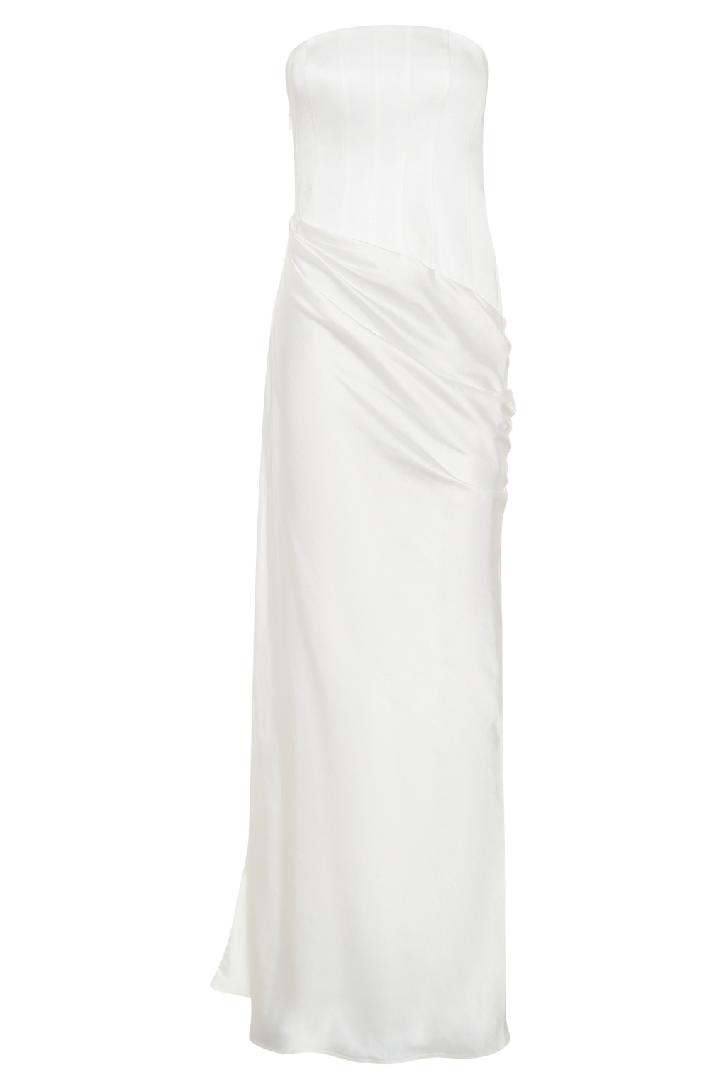 Strapless Draped Waist Maxi Dress - Ivory