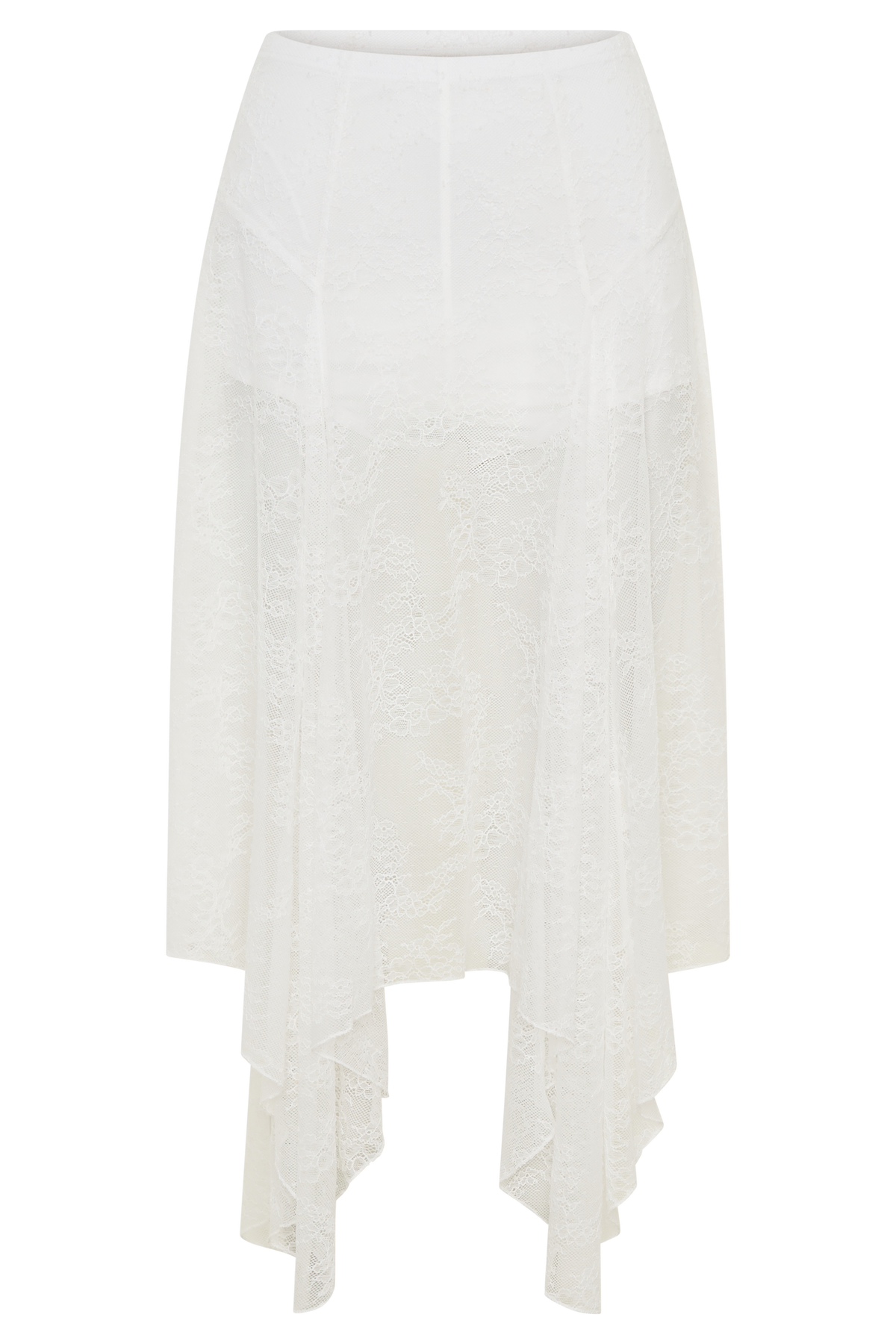 Lace Hankie Midi Skirt - Ivory