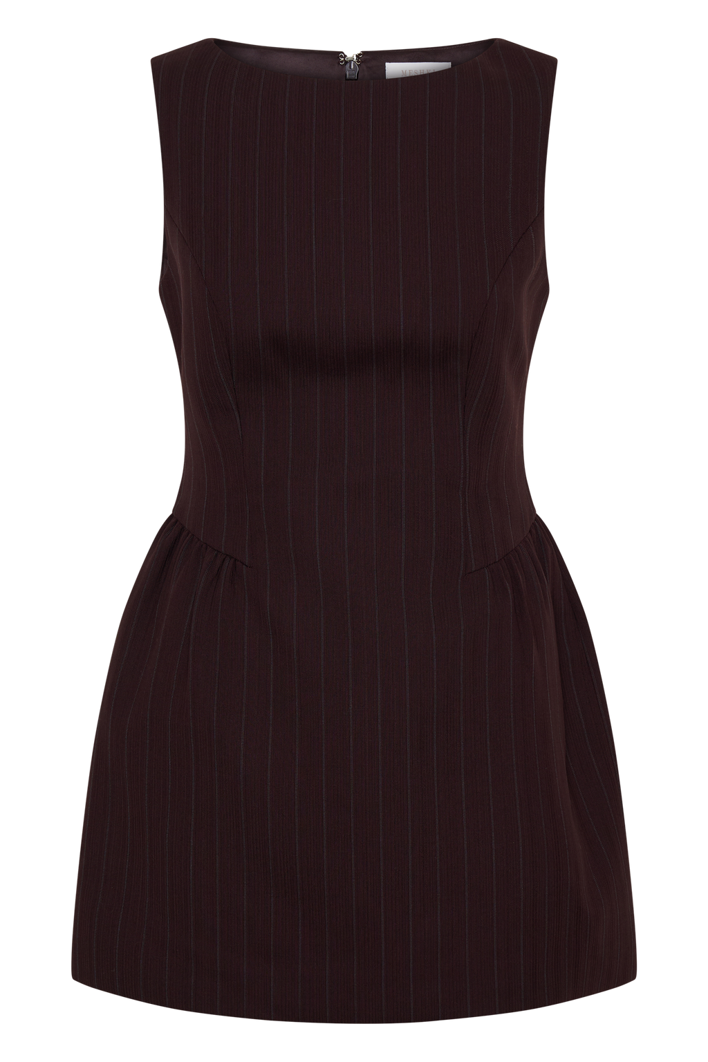 Boat Neck Mini Dress - Plum Pinstripe