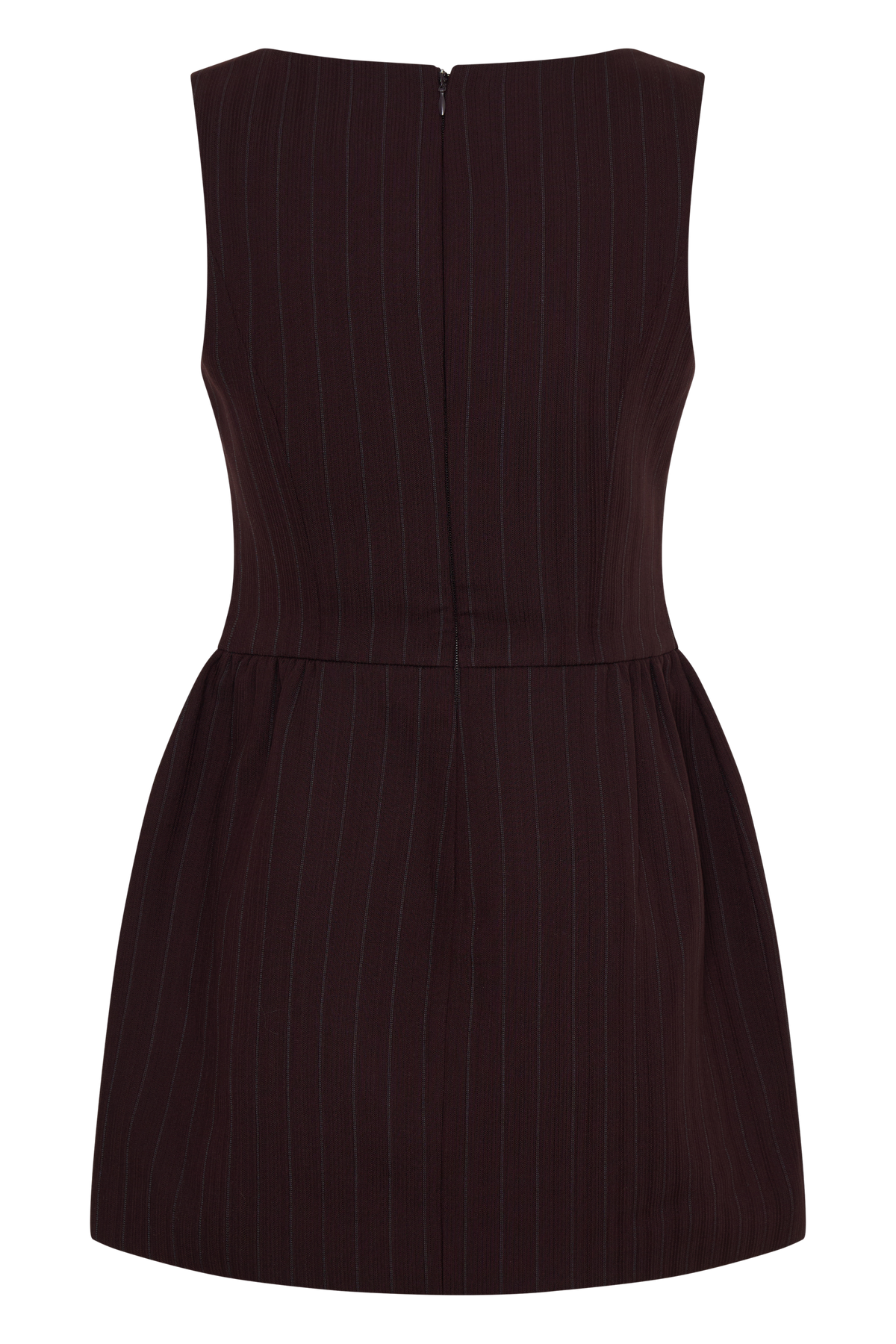Boat Neck Mini Dress - Plum Pinstripe