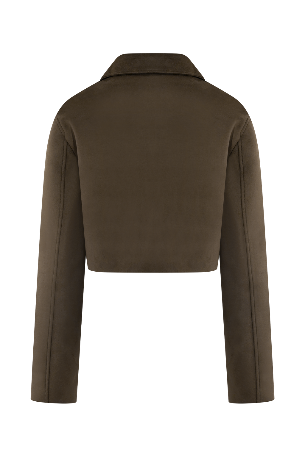Faux Suede Collared Jacket - Chocolate