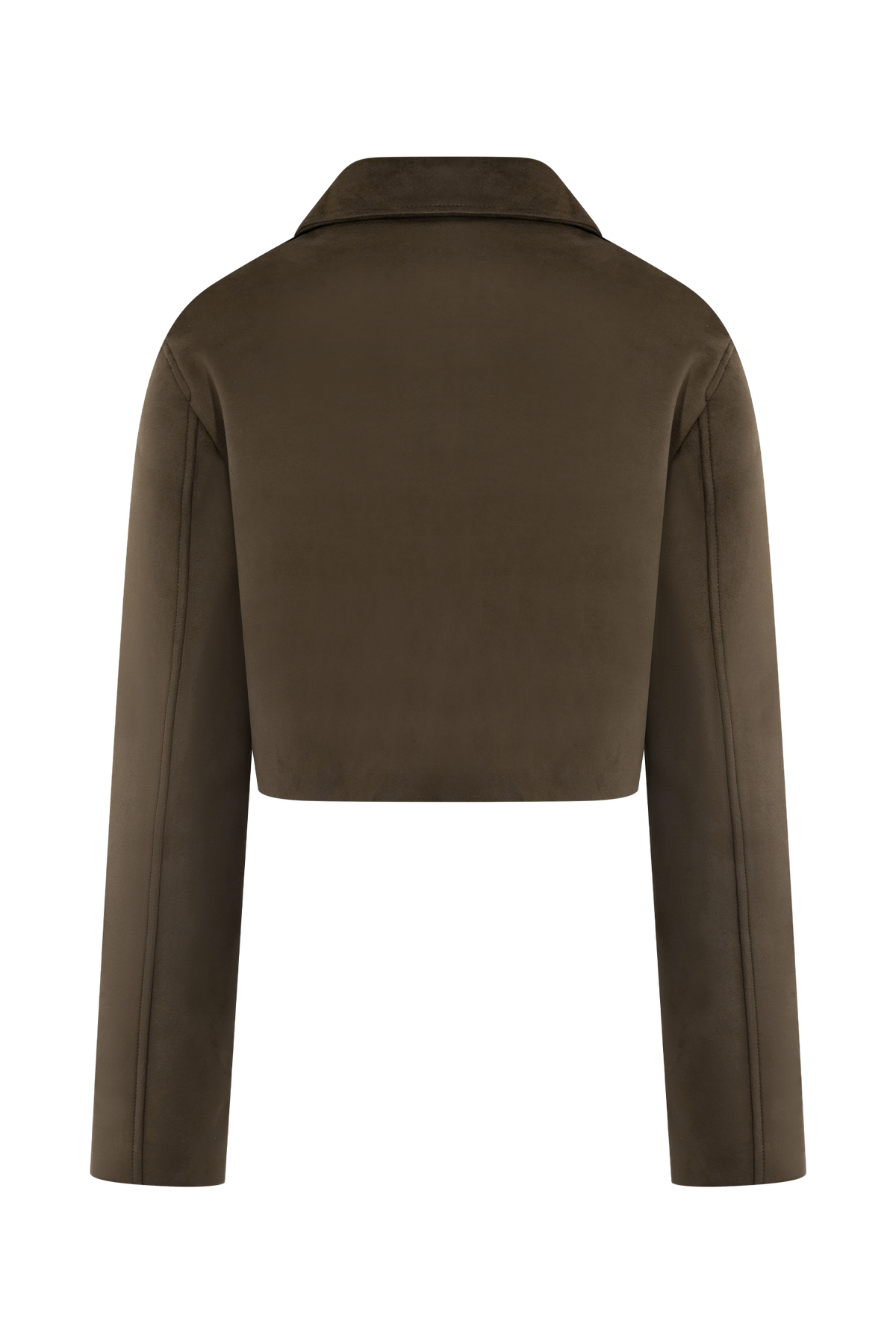 Faux Suede Collared Jacket - Chocolate
