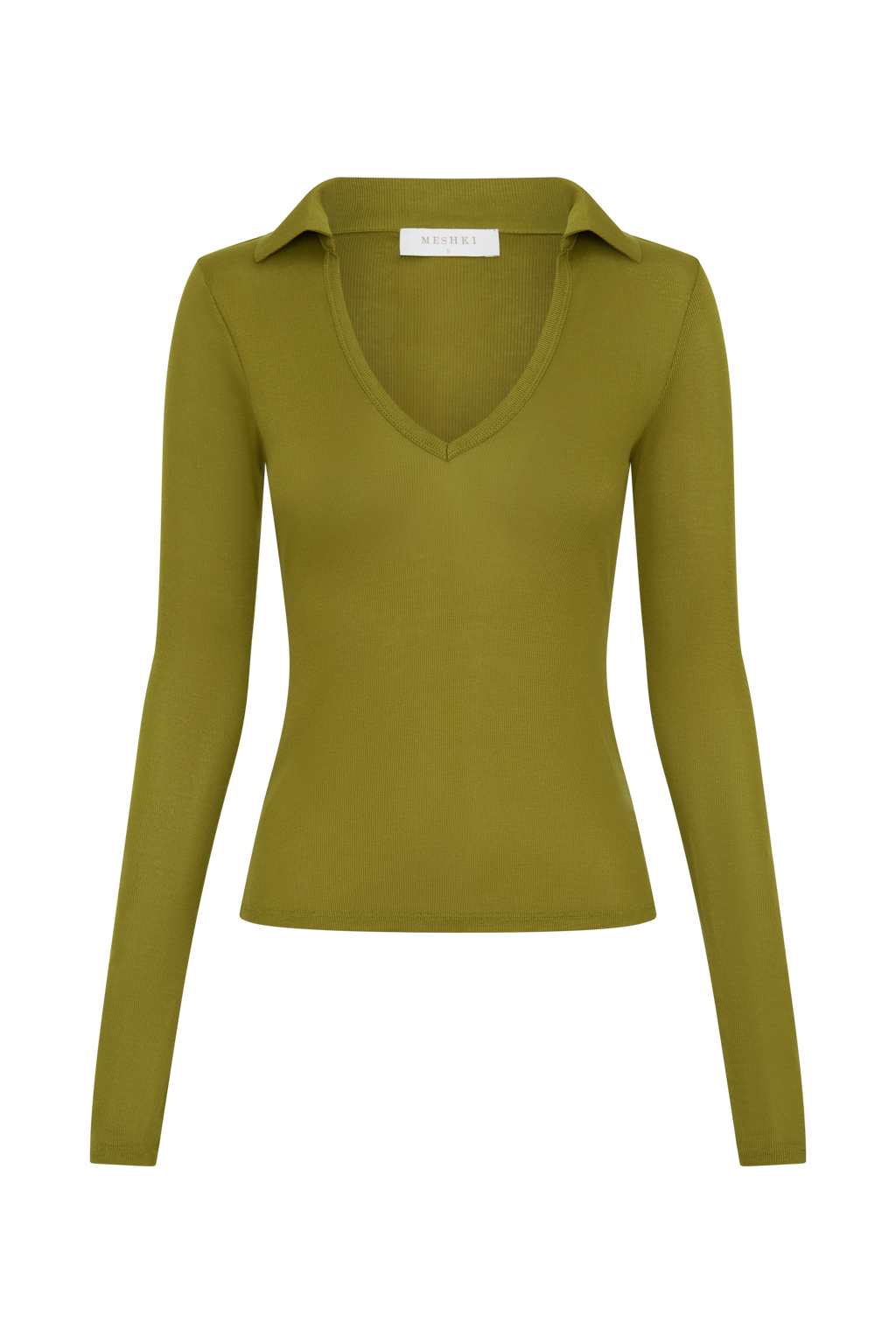 Collared Long Sleeve Top - Olive