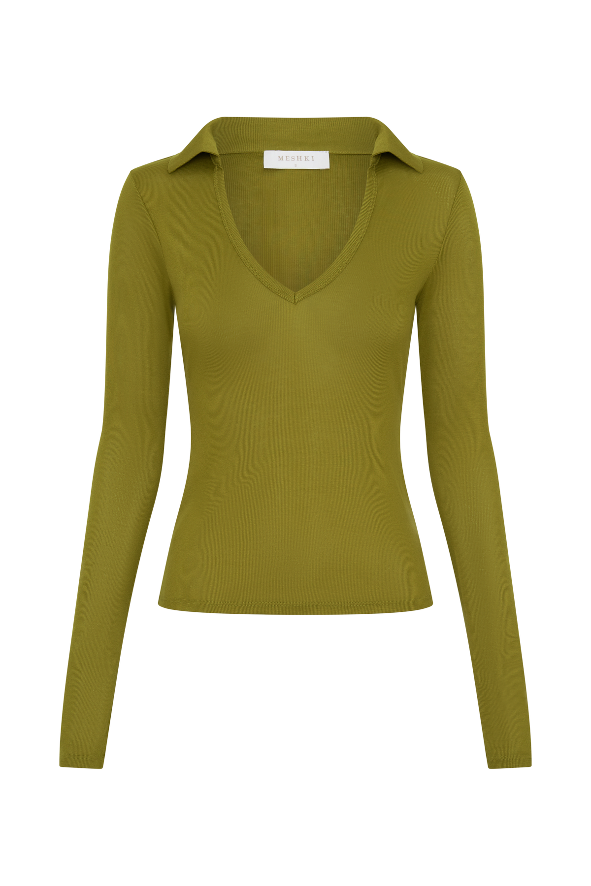 Collared Long Sleeve Top - Olive