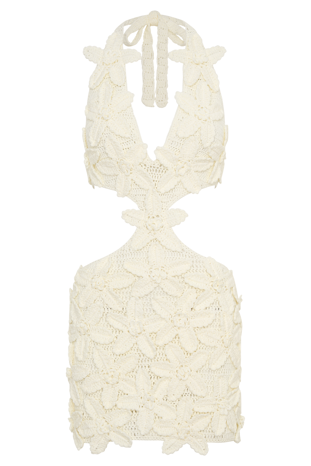 Floral Crochet Mini Dress - White