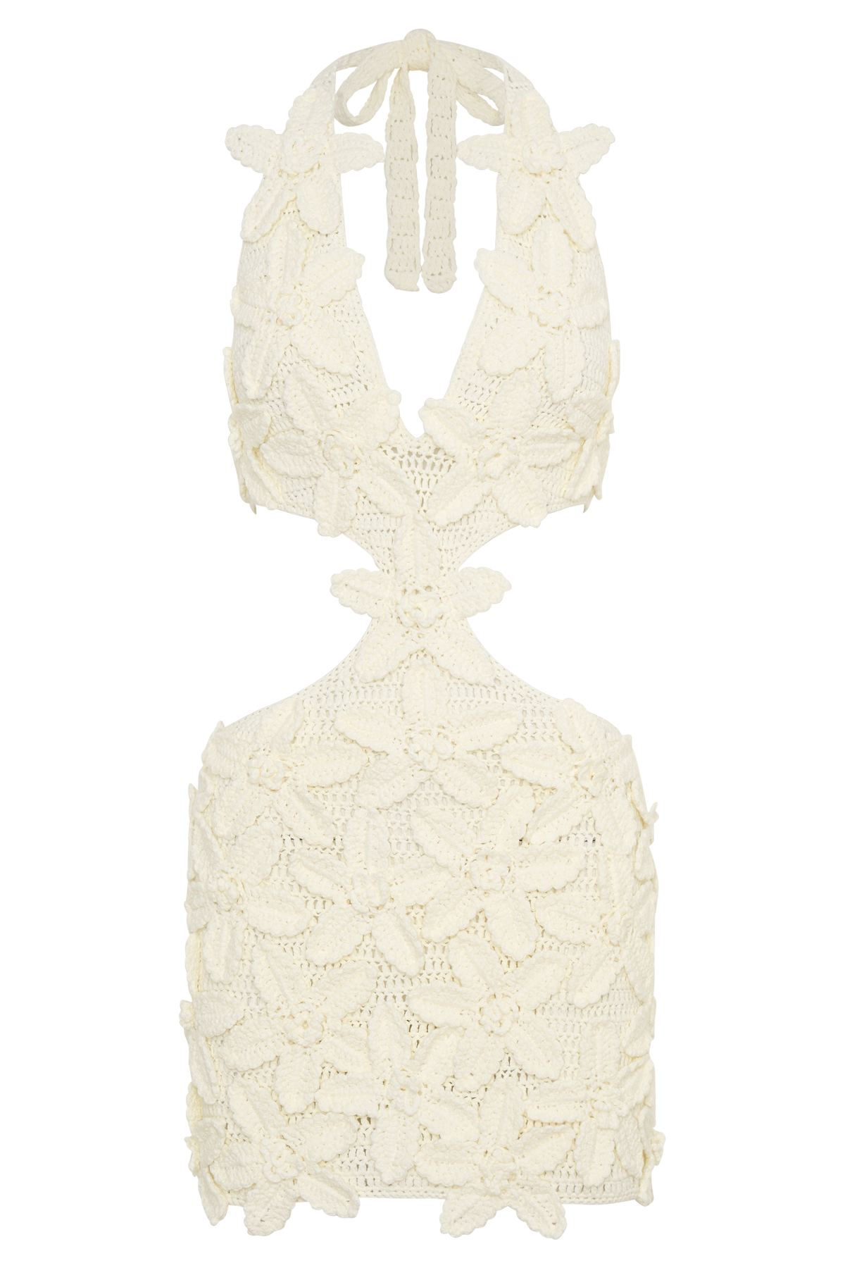 Floral Crochet Mini Dress - White