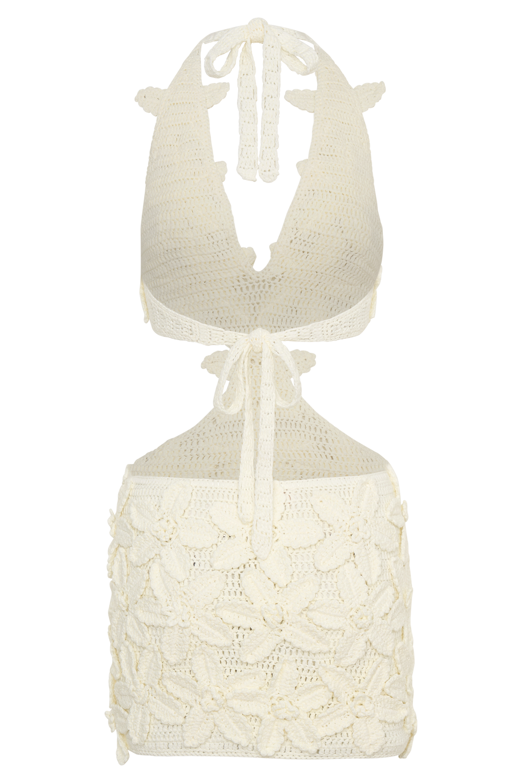 Floral Crochet Mini Dress - White